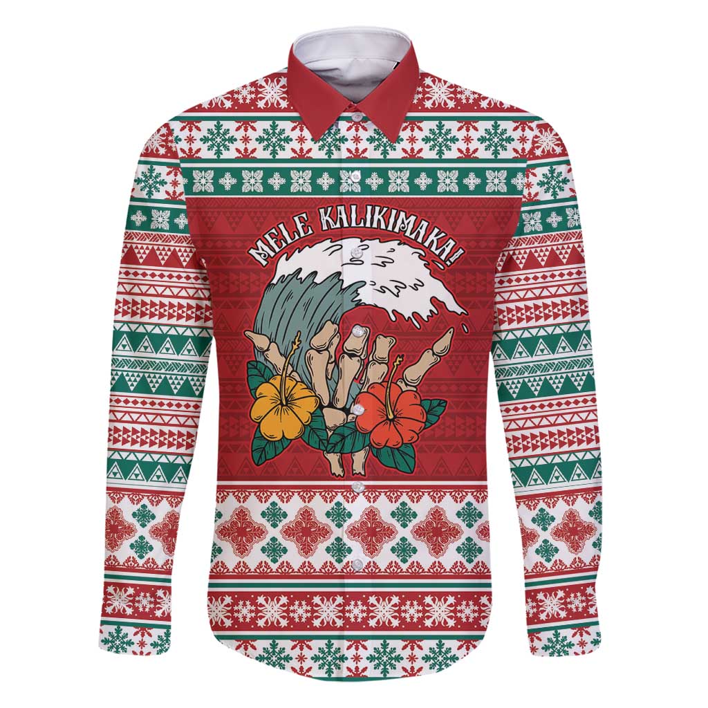 Shaka Sign Skull Mele Kalikimaka Personalized Family Matching Off Shoulder Maxi Dress and Hawaiian Shirt Hawaiian Quilt Pattern - Polynesian Pride