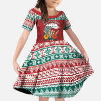 Shaka Sign Skull Mele Kalikimaka Personalized Family Matching Short Sleeve Bodycon Dress and Hawaiian Shirt Hawaiian Quilt Pattern - Polynesian Pride