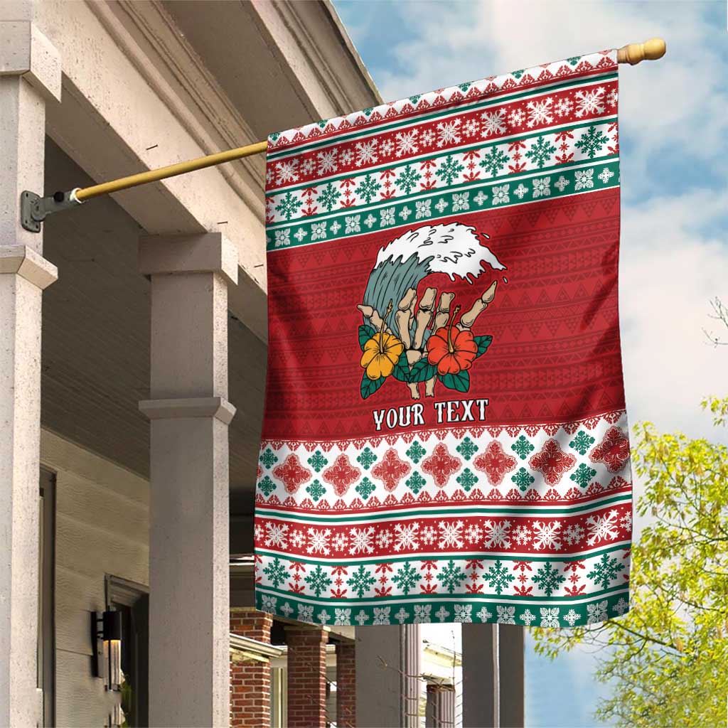 Shaka Sign Skull Mele Kalikimaka Personalized Garden Flag Hawaiian Quilt Pattern - Polynesian Pride