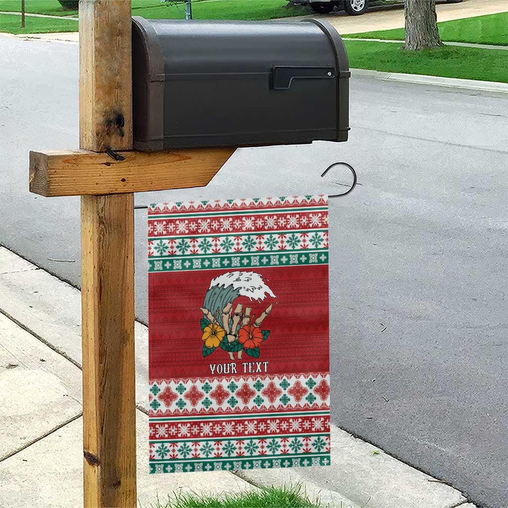 Shaka Sign Skull Mele Kalikimaka Personalized Garden Flag Hawaiian Quilt Pattern - Polynesian Pride