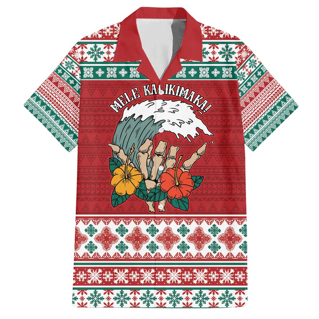 Shaka Sign Skull Mele Kalikimaka Personalized Hawaiian Shirt Hawaiian Quilt Pattern - Polynesian Pride