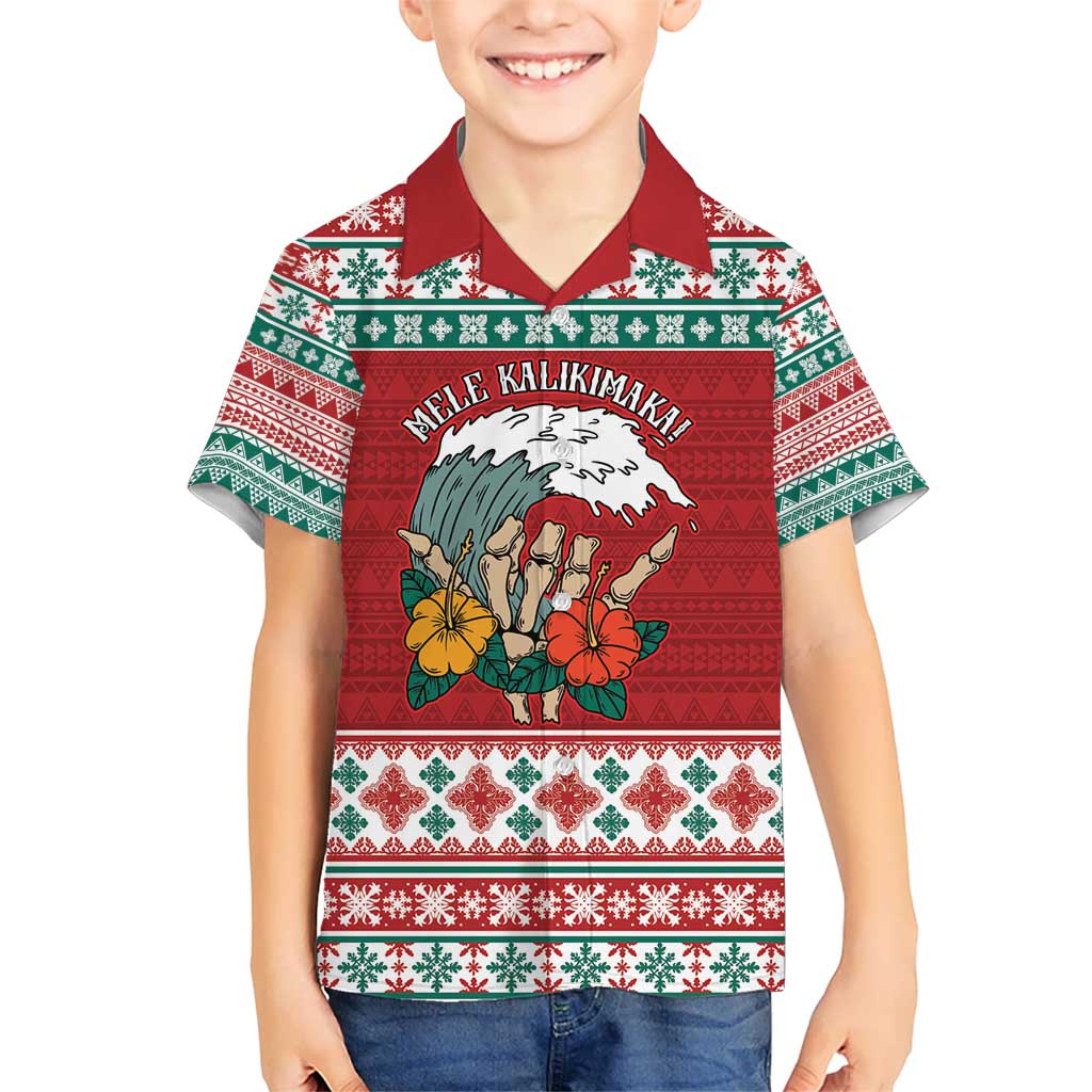 Shaka Sign Skull Mele Kalikimaka Personalized Hawaiian Shirt Hawaiian Quilt Pattern - Polynesian Pride