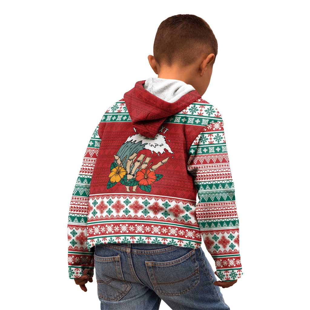Shaka Sign Skull Mele Kalikimaka Personalized Kid Hoodie Hawaiian Quilt Pattern - Polynesian Pride