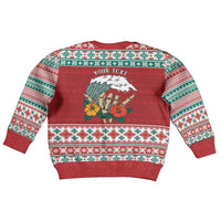 Shaka Sign Skull Mele Kalikimaka Personalized Kid Ugly Christmas Sweater Hawaiian Quilt Pattern - Polynesian Pride