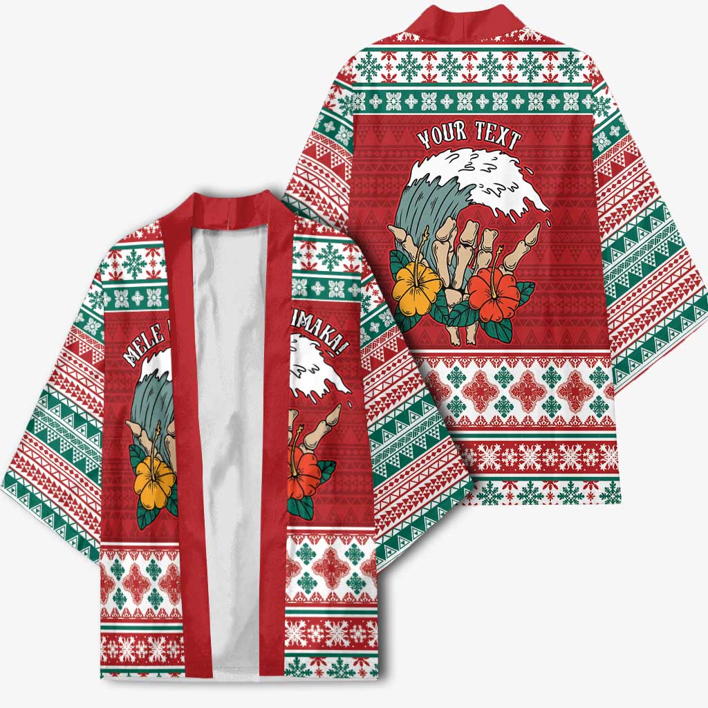 Shaka Sign Skull Mele Kalikimaka Personalized Kimono Hawaiian Quilt Pattern - Polynesian Pride