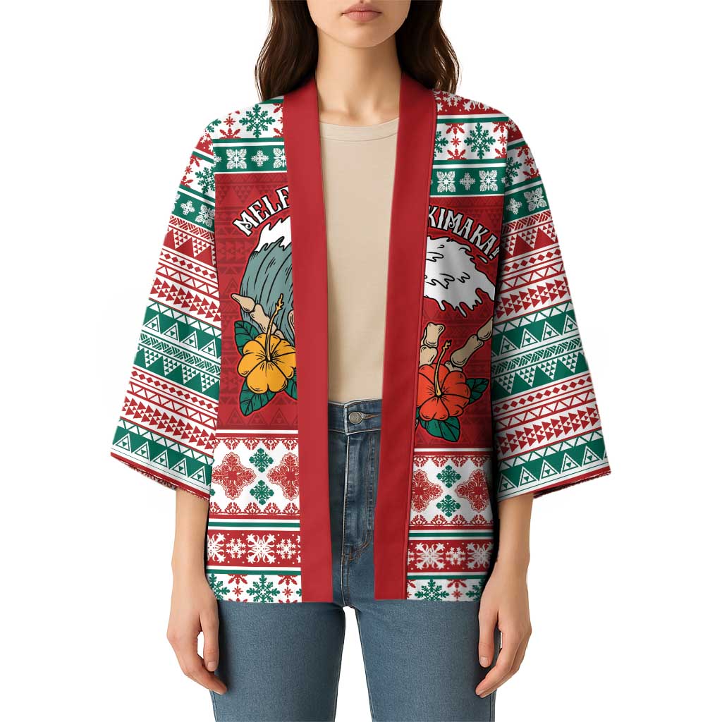 Shaka Sign Skull Mele Kalikimaka Personalized Kimono Hawaiian Quilt Pattern - Polynesian Pride