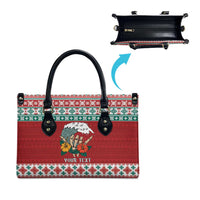 Shaka Sign Skull Mele Kalikimaka Personalized Leather Bag Hawaiian Quilt Pattern - Polynesian Pride