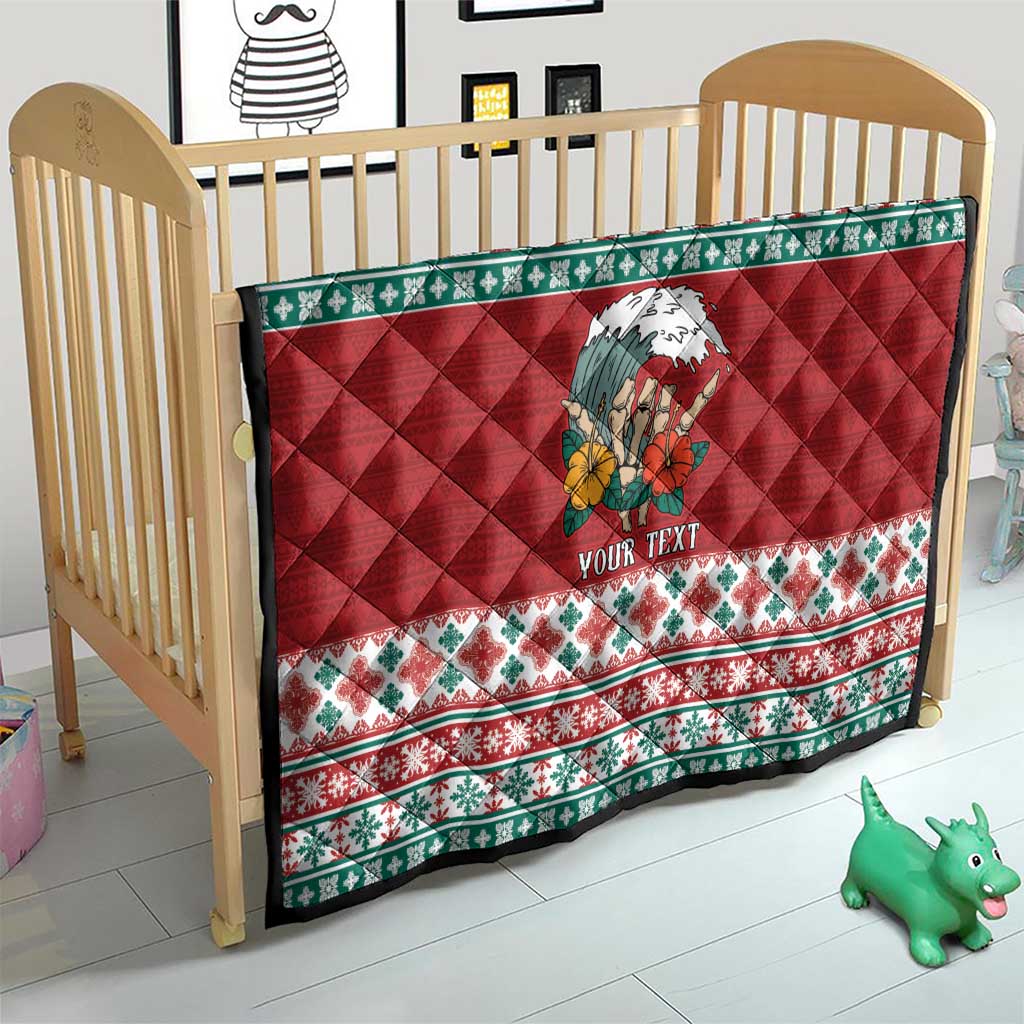 Shaka Sign Skull Mele Kalikimaka Personalized Quilt Hawaiian Quilt Pattern - Polynesian Pride