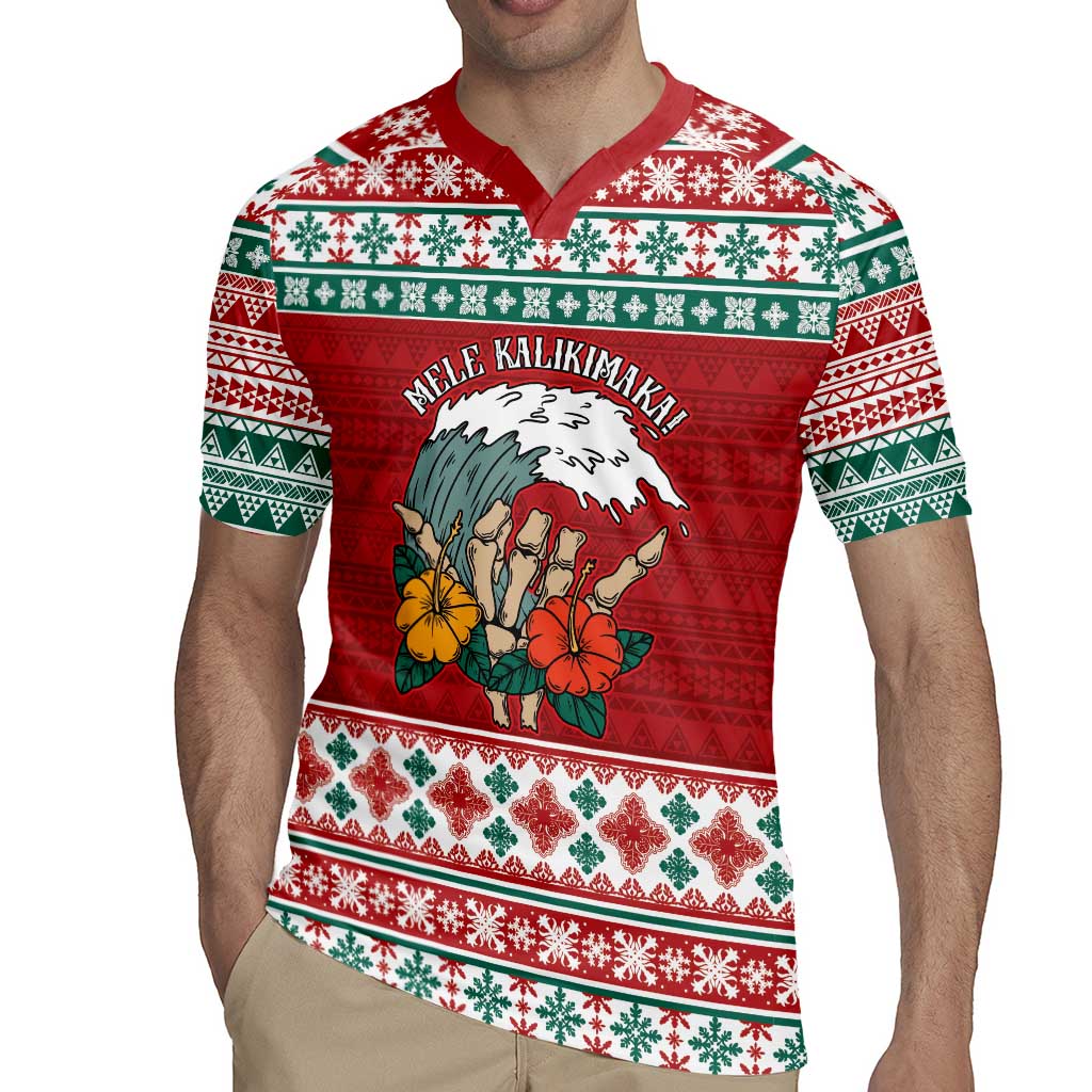 Shaka Sign Skull Mele Kalikimaka Personalized Rugby Jersey Hawaiian Quilt Pattern - Polynesian Pride