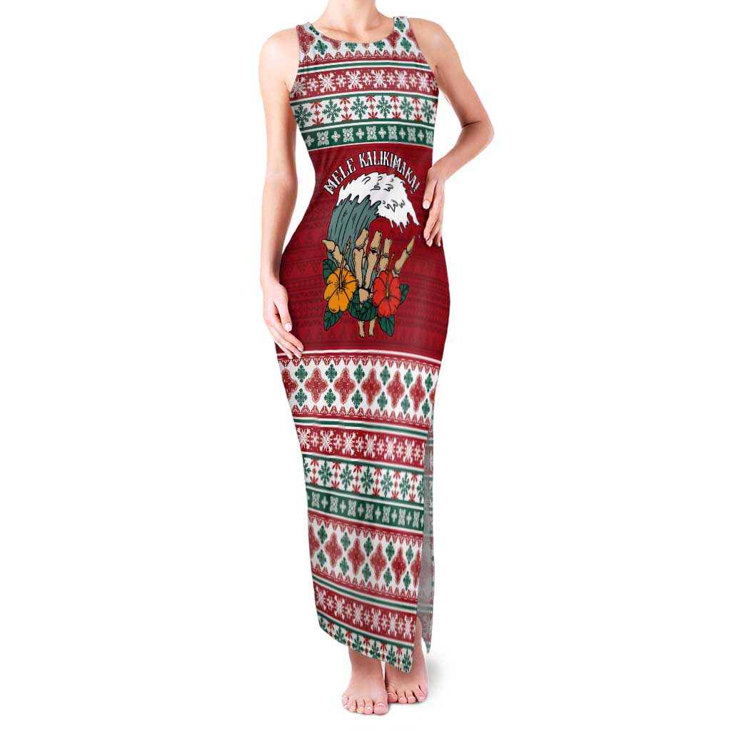 Shaka Sign Skull Mele Kalikimaka Personalized Tank Maxi Dress Hawaiian Quilt Pattern - Polynesian Pride