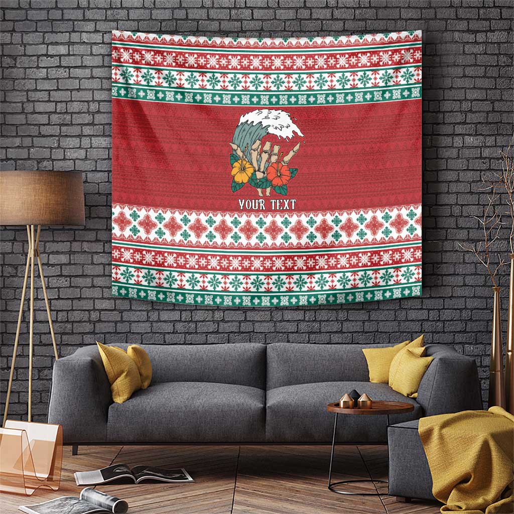 Shaka Sign Skull Mele Kalikimaka Personalized Tapestry Hawaiian Quilt Pattern - Polynesian Pride