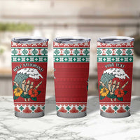 Shaka Sign Skull Mele Kalikimaka Personalized Tumbler Cup Hawaiian Quilt Pattern - Polynesian Pride