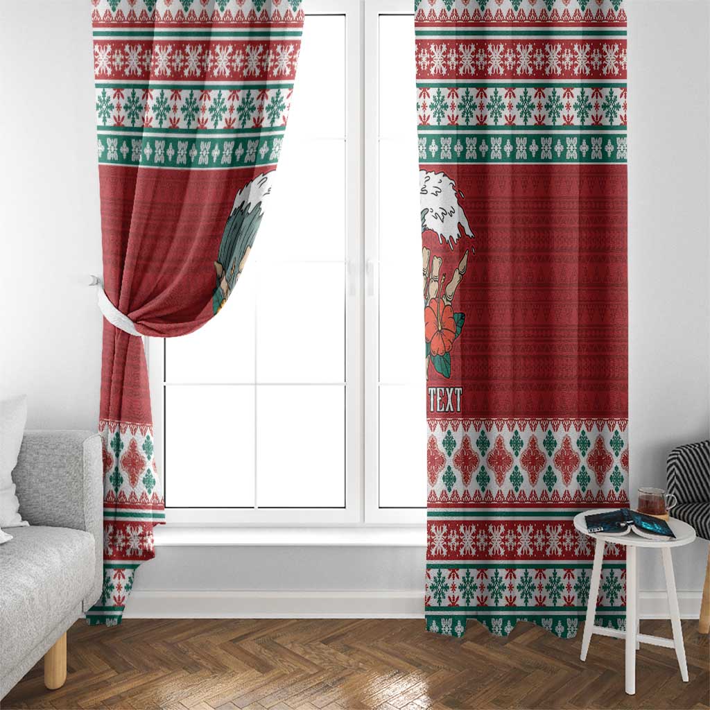 Shaka Sign Skull Mele Kalikimaka Personalized Window Curtain Hawaiian Quilt Pattern - Polynesian Pride