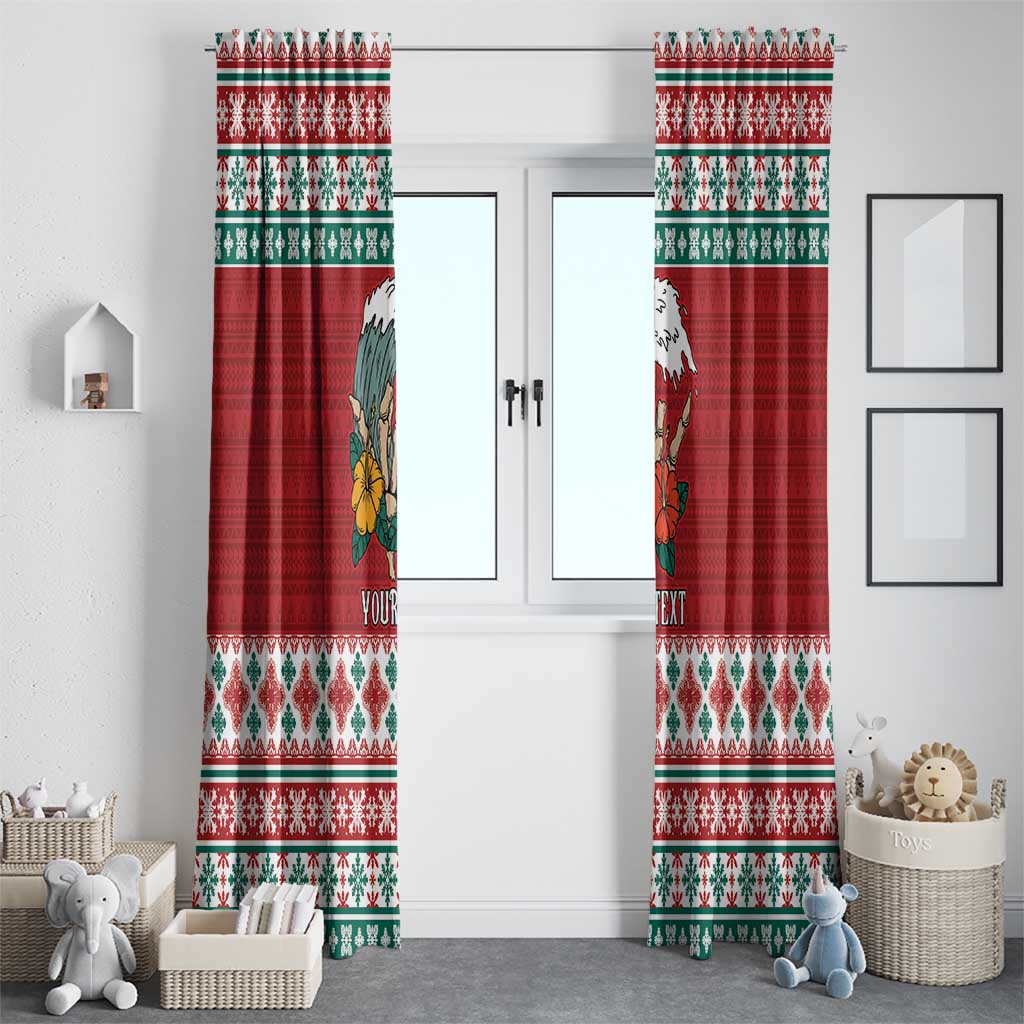 Shaka Sign Skull Mele Kalikimaka Personalized Window Curtain Hawaiian Quilt Pattern - Polynesian Pride