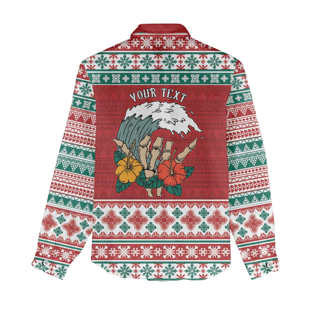 Shaka Sign Skull Mele Kalikimaka Personalized Women Casual Shirt Hawaiian Quilt Pattern - Polynesian Pride