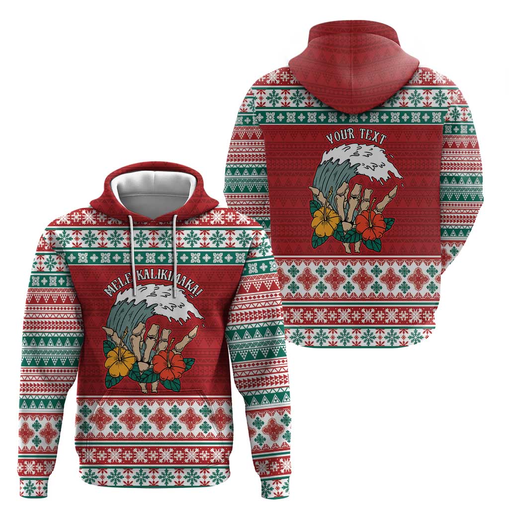 Shaka Sign Skull Mele Kalikimaka Personalized Zip Hoodie Hawaiian Quilt Pattern - Polynesian Pride