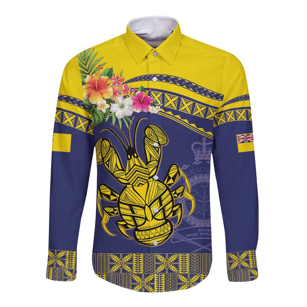 Niue Coconut Crab Long Sleeve Button Shirt Rock of Polynesia