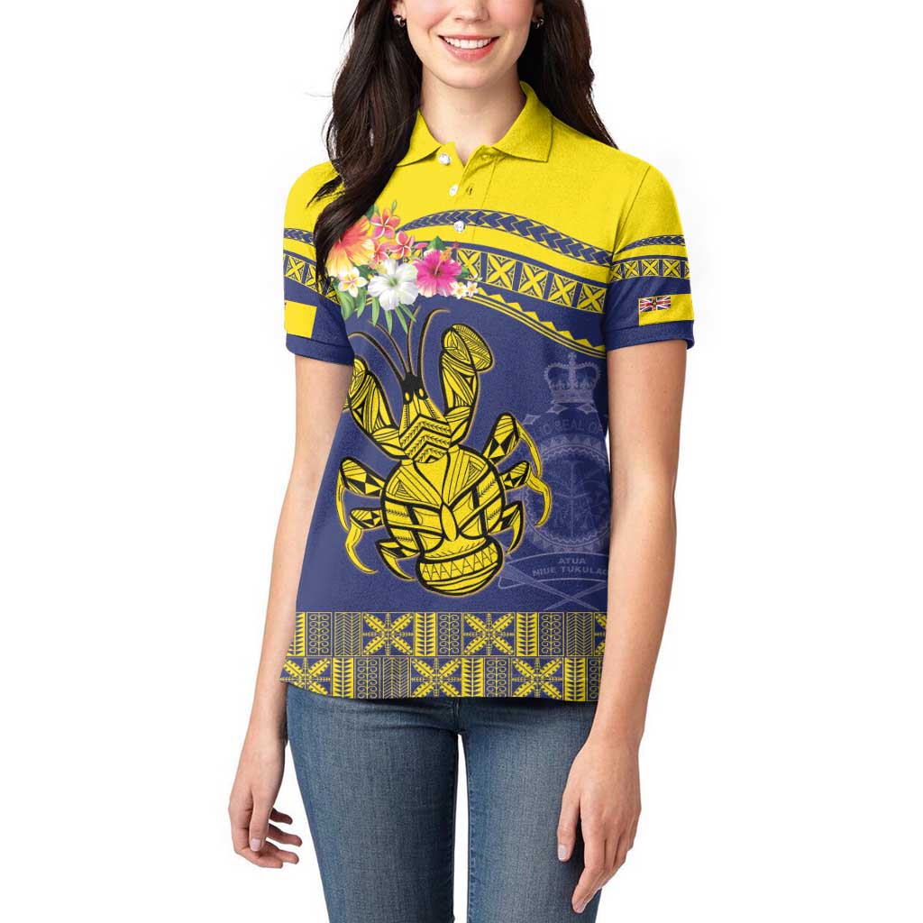 Niue Coconut Crab Women Polo Shirt Rock of Polynesia