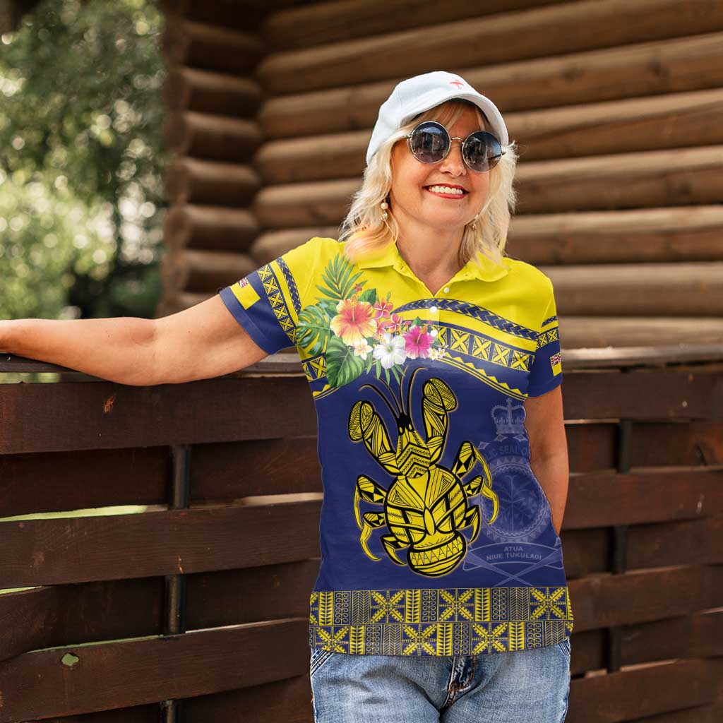 Niue Coconut Crab Women Polo Shirt Rock of Polynesia