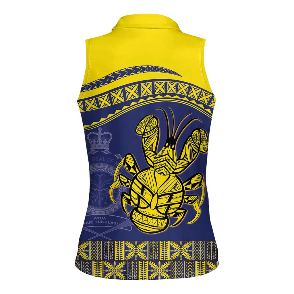Niue Coconut Crab Women Sleeveless Polo Shirt Rock of Polynesia LT9 - Polynesian Pride