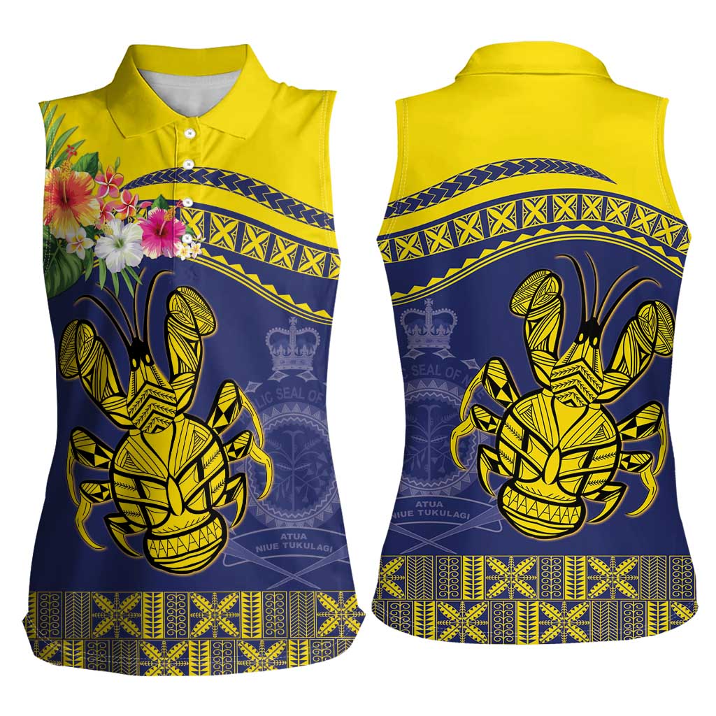 Niue Coconut Crab Women Sleeveless Polo Shirt Rock of Polynesia LT9 - Polynesian Pride