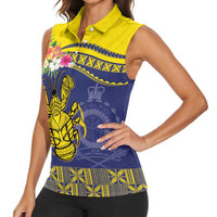 Niue Coconut Crab Women Sleeveless Polo Shirt Rock of Polynesia LT9 - Polynesian Pride