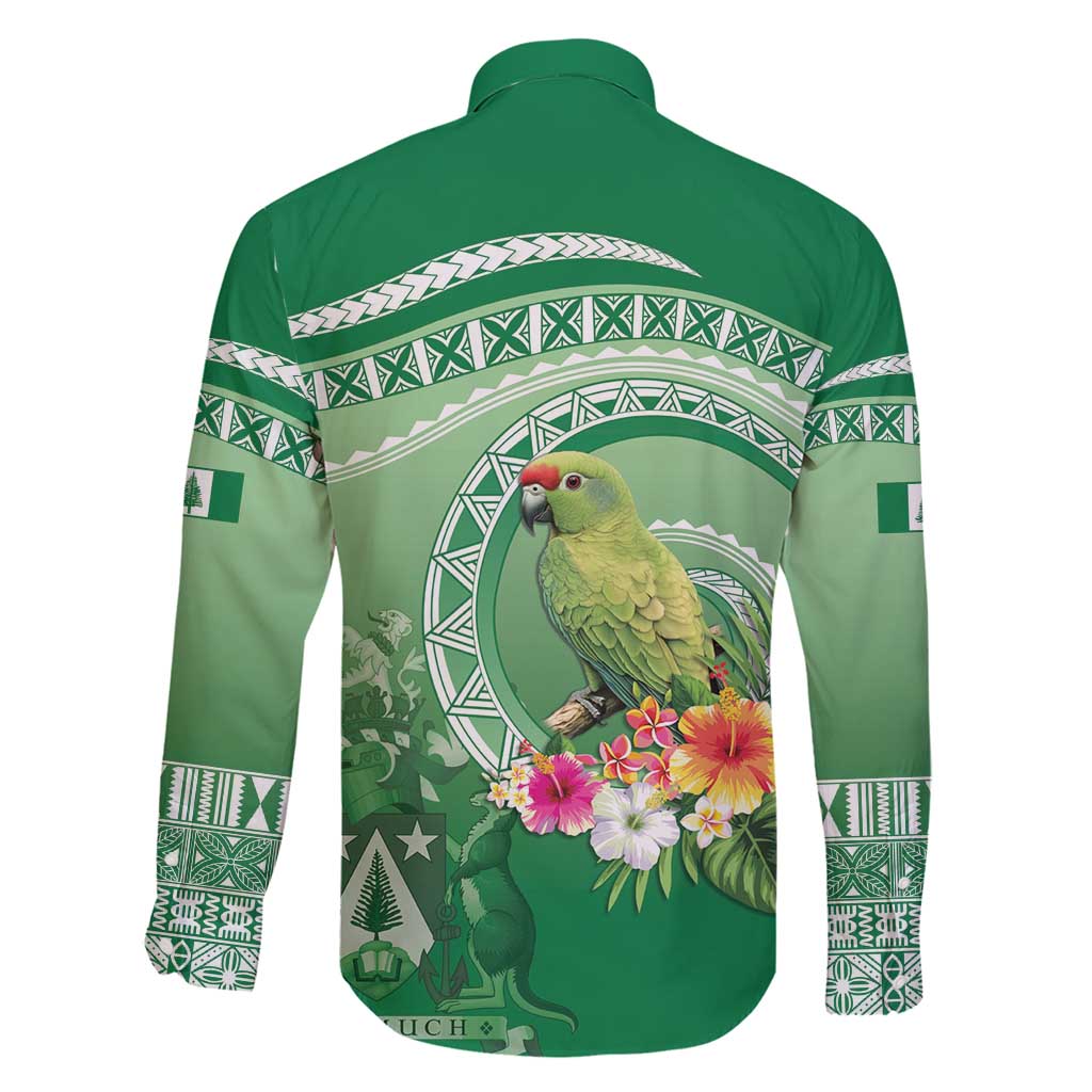 Norfolk Parakeet Tropical Family Matching Off Shoulder Short Dress and Hawaiian Shirt Norfolk Island Tribal Pattern