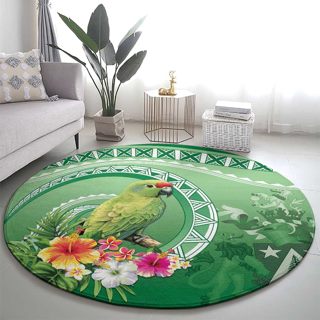 Norfolk Parakeet Tropical Round Carpet Norfolk Island Tribal Pattern