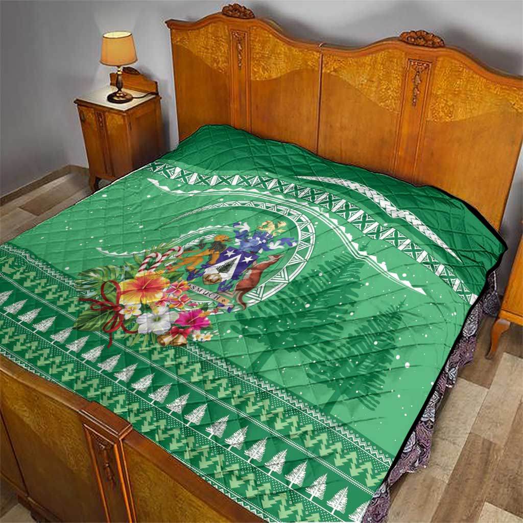 Norfolk Island Pine Tree Christmas Quilt Coat of Arm and Polynesian Pattern