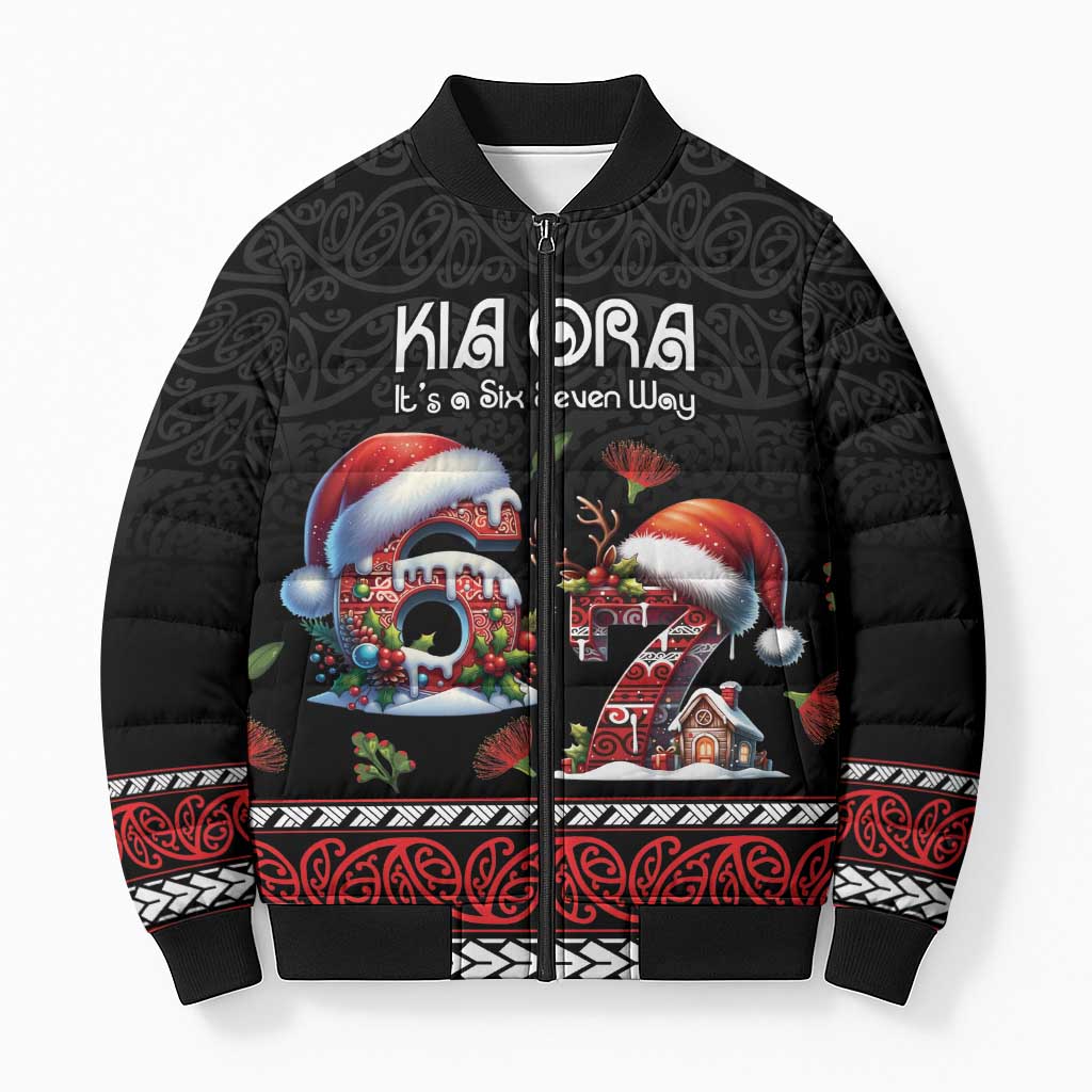 Aotearoa Six Seven Personalized Bomber Puffer Jacket New Zealand Funny Christmas LT9 Unisex Red - Polynesian Pride