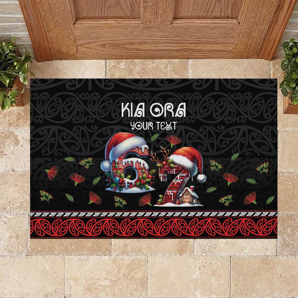 Aotearoa Six Seven Personalized Rubber Doormat New Zealand Funny Christmas LT9 Red - Polynesian Pride