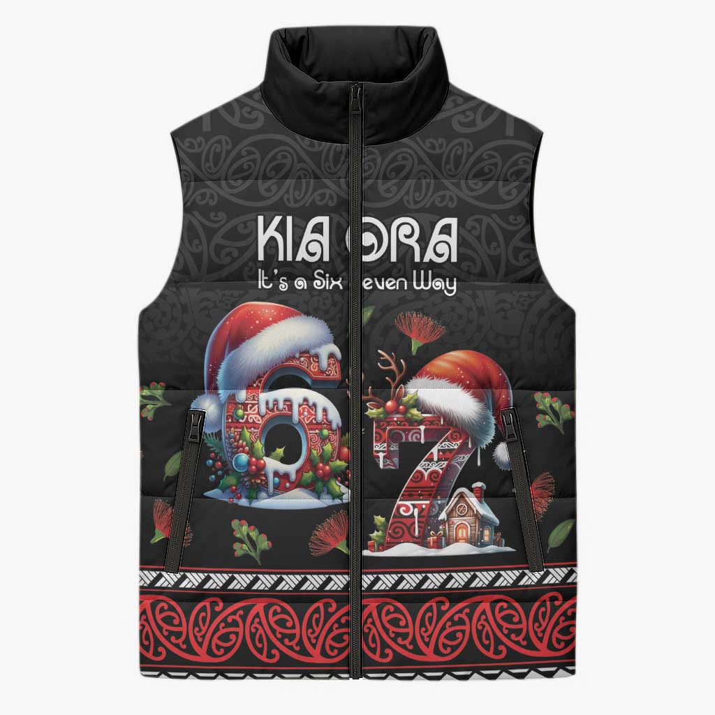 Aotearoa Six Seven Personalized Sleeveless Puffer Jacket New Zealand Funny Christmas LT9 Unisex Red - Polynesian Pride