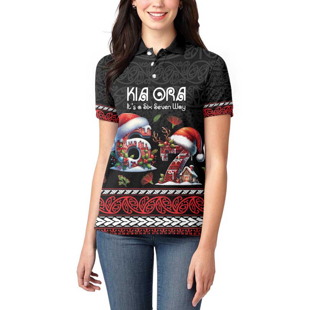 Aotearoa Six Seven Personalized Women Polo Shirt New Zealand Funny Christmas - Polynesian Pride