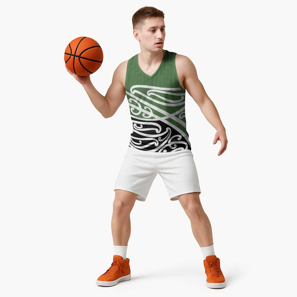 Green Fern New Zealand Kowhai Ngutukak Basketball Jersey - Polynesian Pride