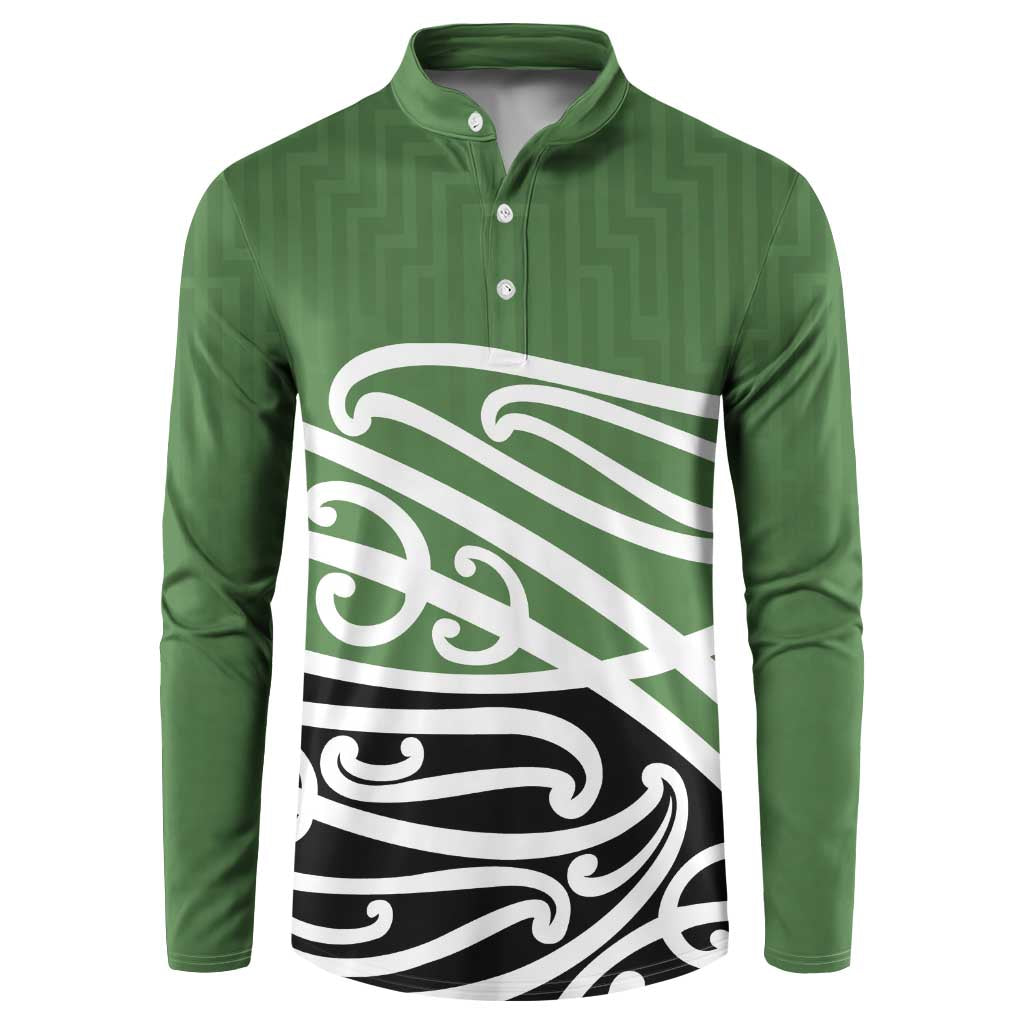 Green Fern New Zealand Kowhai Ngutukak Button Sweatshirt LT9 Green - Polynesian Pride