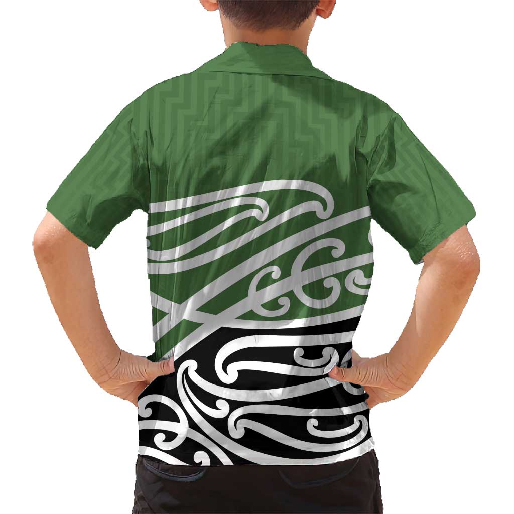 Green Fern New Zealand Kowhai Ngutukak Family Matching Tank Maxi Dress and Hawaiian Shirt - Polynesian Pride