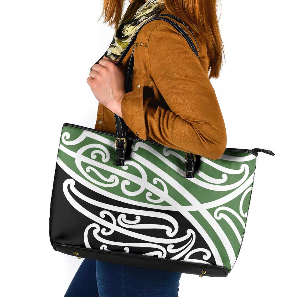 Green Fern New Zealand Kowhai Ngutukak Leather Tote Bag - Polynesian Pride