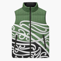 Green Fern New Zealand Kowhai Ngutukak Sleeveless Puffer Jacket LT9 Unisex Green - Polynesian Pride