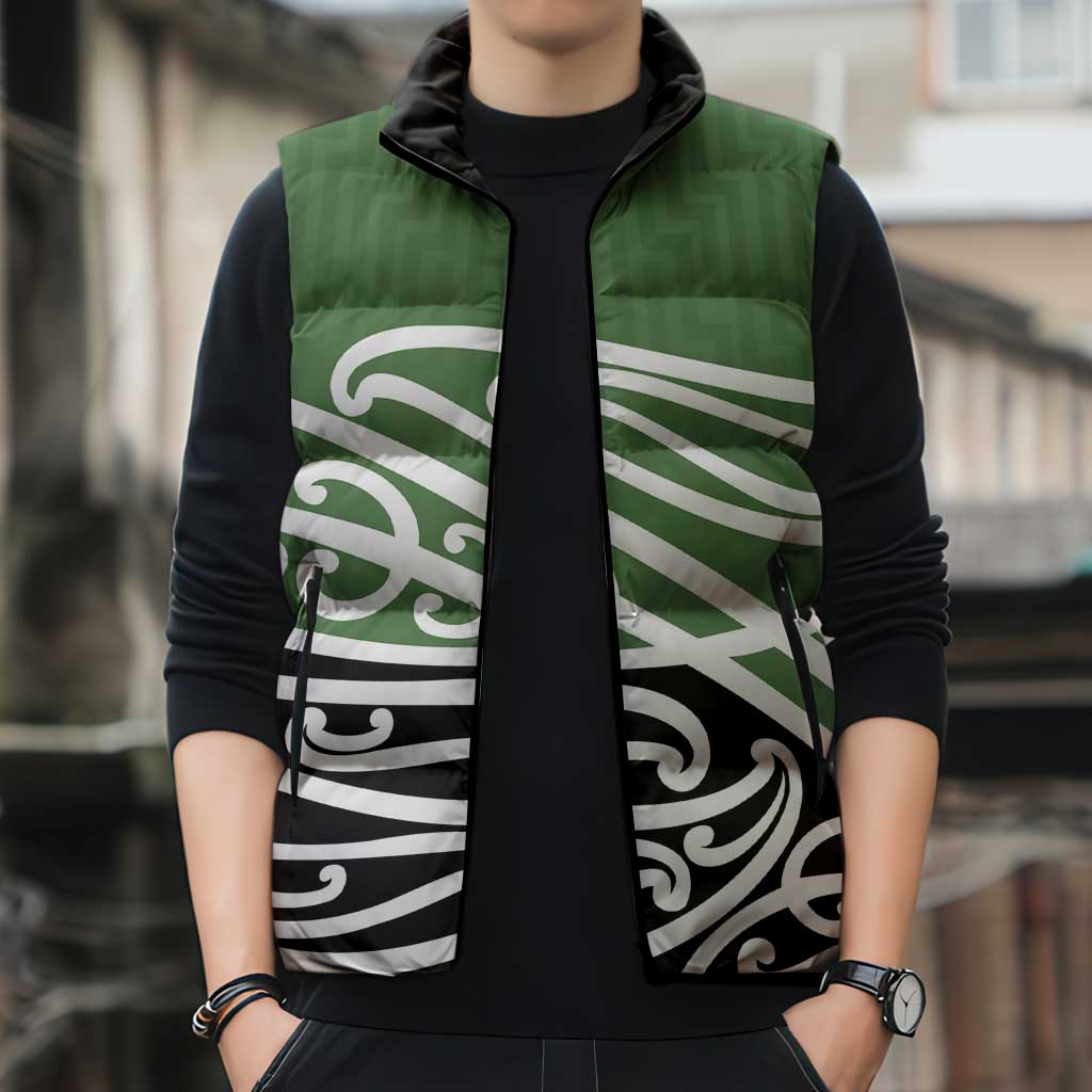 Green Fern New Zealand Kowhai Ngutukak Sleeveless Puffer Jacket LT9 - Polynesian Pride