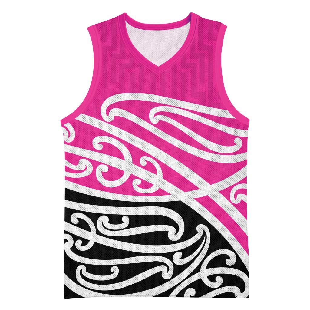 All Pink New Zealand Kowhai Ngutukak Basketball Jersey LT9 Unisex Pink - Polynesian Pride