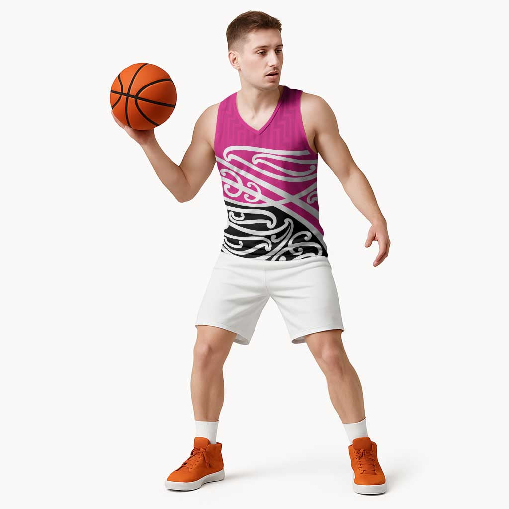 All Pink New Zealand Kowhai Ngutukak Basketball Jersey LT9 - Polynesian Pride