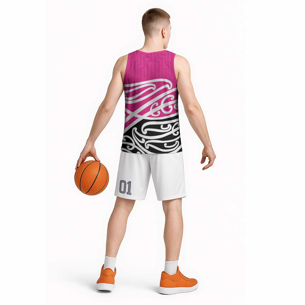 All Pink New Zealand Kowhai Ngutukak Basketball Jersey LT9 - Polynesian Pride