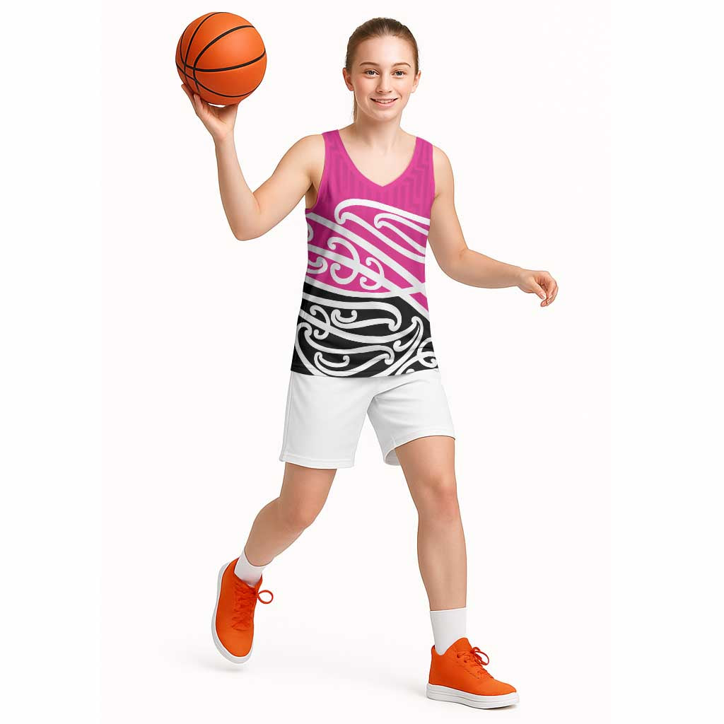 All Pink New Zealand Kowhai Ngutukak Basketball Jersey LT9 - Polynesian Pride
