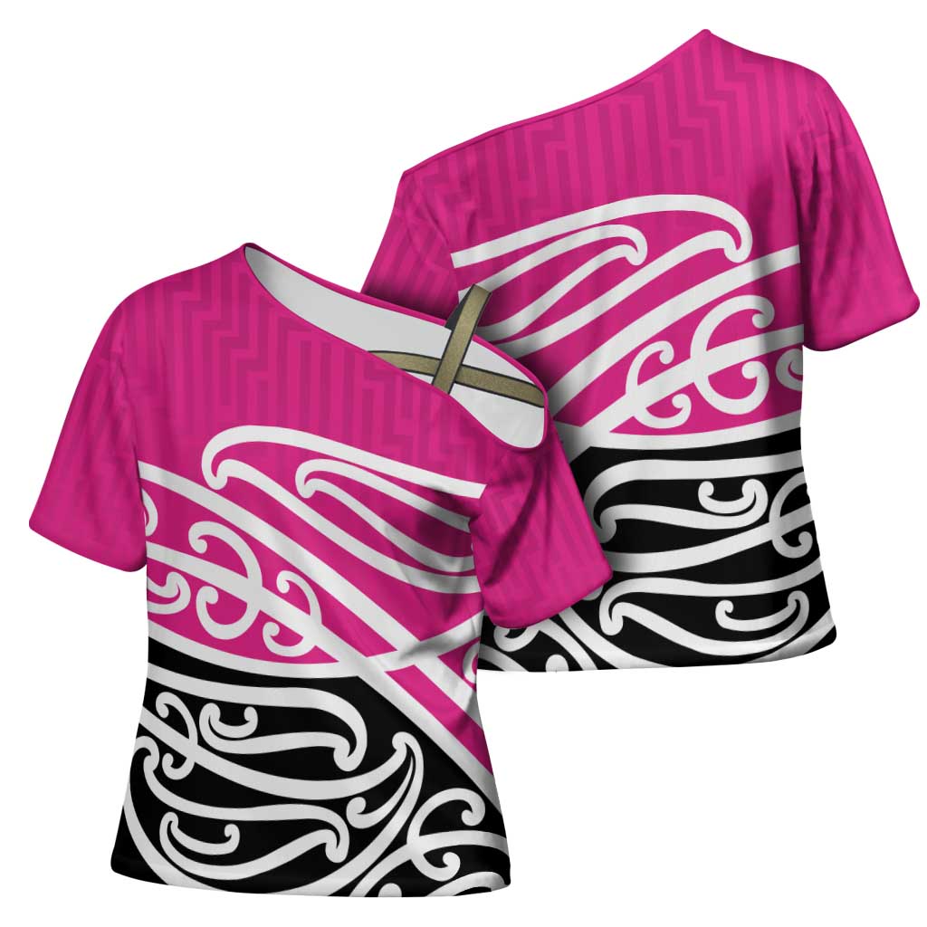 All Pink New Zealand Kowhai Ngutukak Cross Shoulder Shirt LT9 - Polynesian Pride