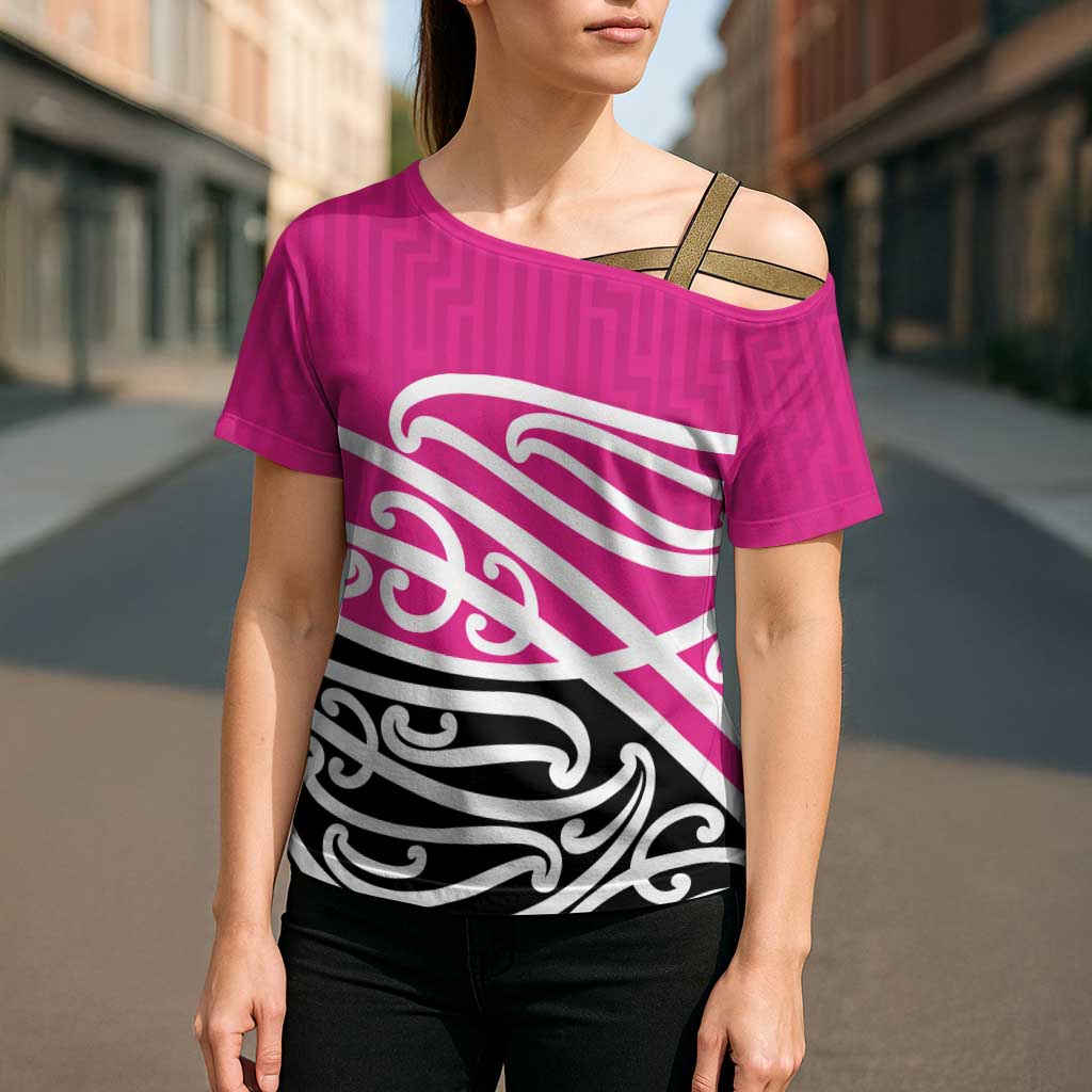 All Pink New Zealand Kowhai Ngutukak Cross Shoulder Shirt LT9 - Polynesian Pride