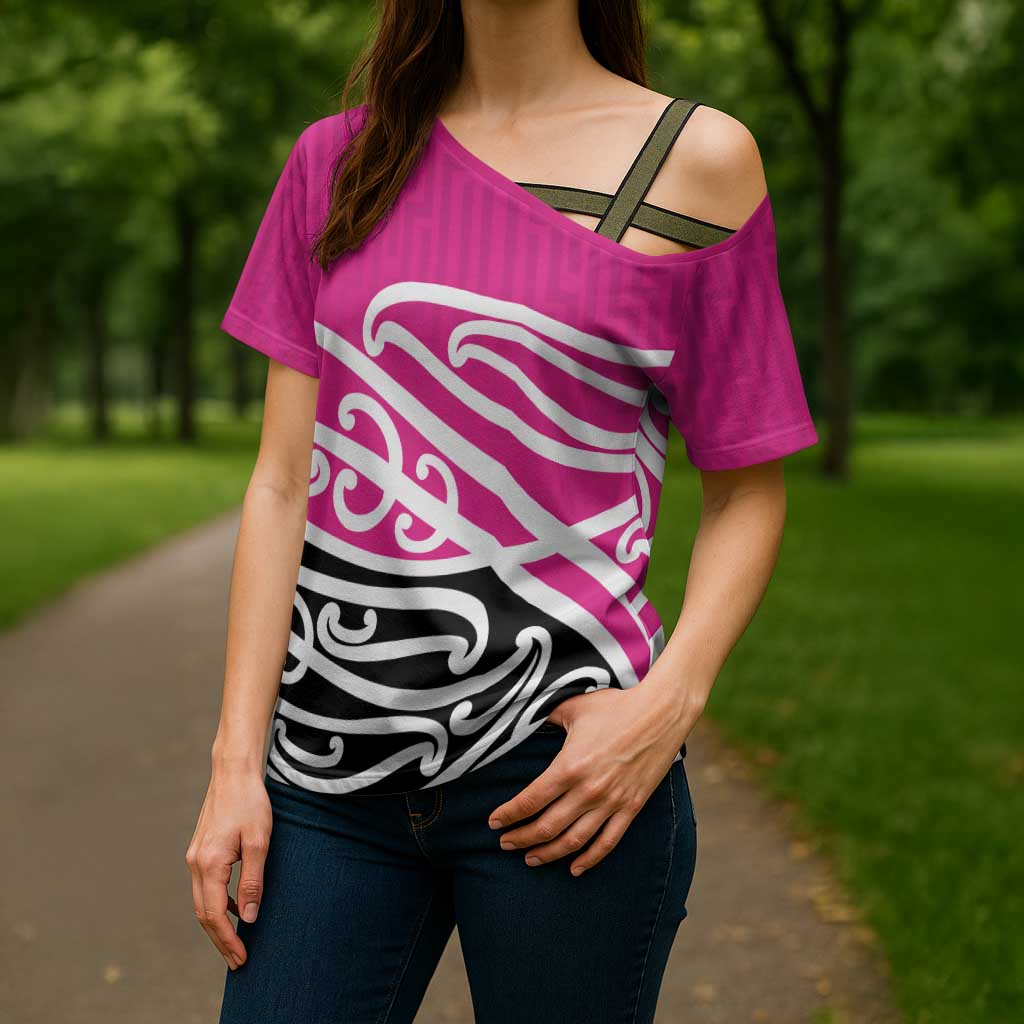 All Pink New Zealand Kowhai Ngutukak Cross Shoulder Shirt LT9 - Polynesian Pride