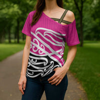 All Pink New Zealand Kowhai Ngutukak Cross Shoulder Shirt LT9 - Polynesian Pride