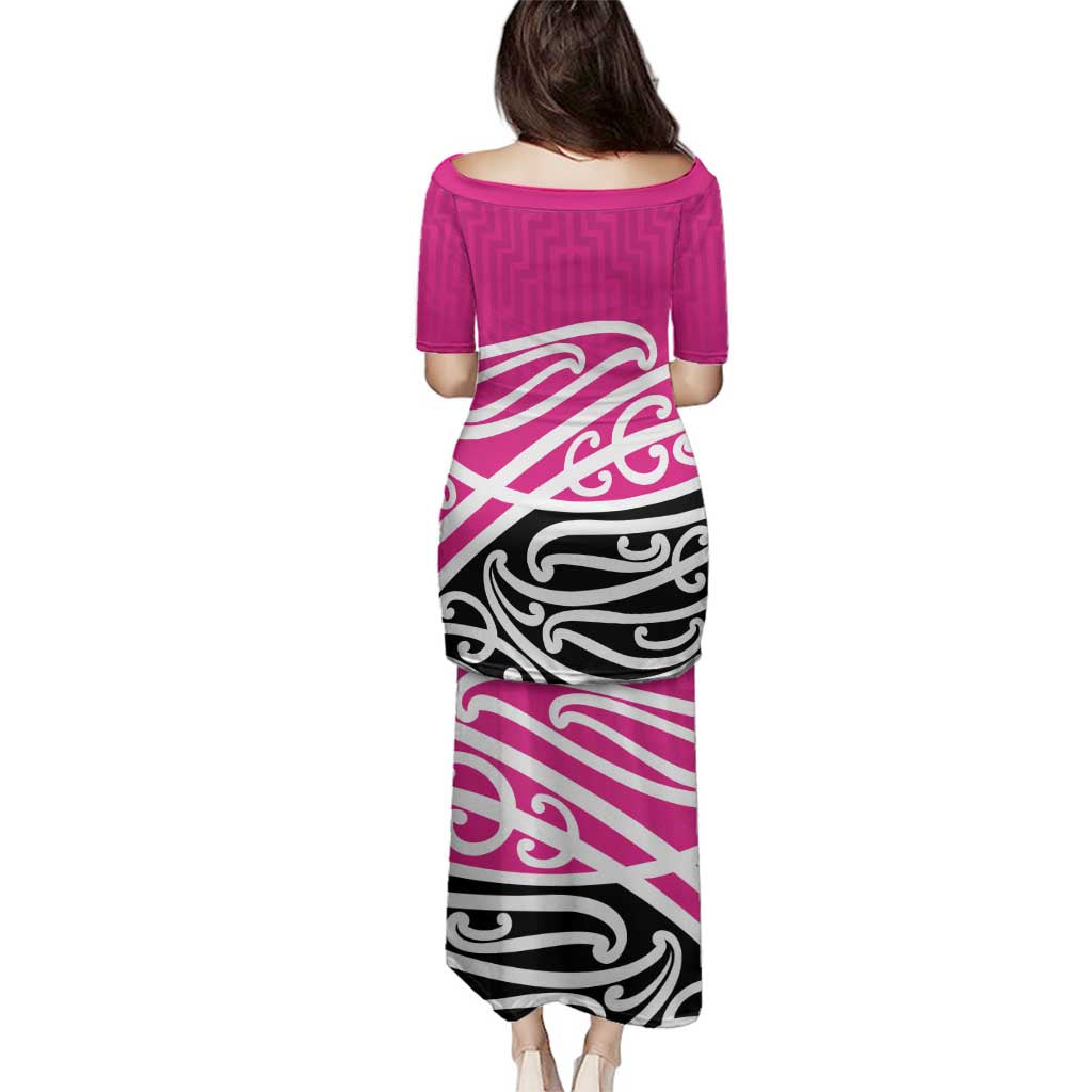All Pink New Zealand Kowhai Ngutukak Family Matching Puletasi and Hawaiian Shirt - Polynesian Pride