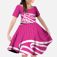 All Pink New Zealand Kowhai Ngutukak Family Matching Tank Maxi Dress and Hawaiian Shirt - Polynesian Pride