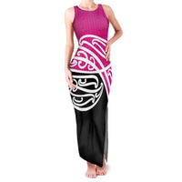 All Pink New Zealand Kowhai Ngutukak Family Matching Tank Maxi Dress and Hawaiian Shirt - Polynesian Pride